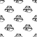 Seamless pattern doodle iron icon. Hand drawn black sketch. Sign symbol. Decoration element.  Isolated on the white background. Royalty Free Stock Photo