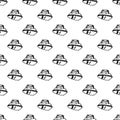 Seamless pattern doodle iron icon. Hand drawn black sketch. Sign symbol. Decoration element.  Isolated on the white background. Royalty Free Stock Photo