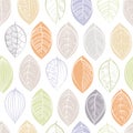 A seamless pattern with doodle leafs