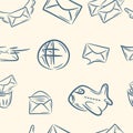 seamless pattern . doodle mail set. Vector Royalty Free Stock Photo