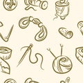 seamless pattern. doodle sewing set. Vector Royalty Free Stock Photo