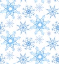 Seamless pattern with doodle snowflakes