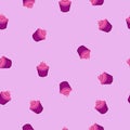seamless pattern with cupcakes on a pink background in vector