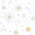 Seamless pattern with doodle sun Royalty Free Stock Photo