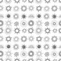 Seamless pattern with doodle sun on white background. Can be used for wallpaper, pattern fills, textile, web page Royalty Free Stock Photo