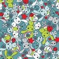 Seamless pattern with doodle. Vector kawaii