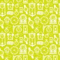 Seamless pattern with doodle watches and clocks. Royalty Free Stock Photo