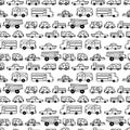 Seamless pattern of doodles cars. Royalty Free Stock Photo