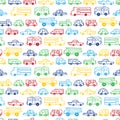 Seamless pattern of doodles cars. Royalty Free Stock Photo