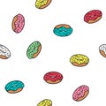 Seamless pattern with doodles donuts.