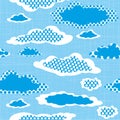 Seamless Pattern with Dotted Clouds on the Sharped Background. C