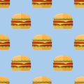 Seamless pattern with double hamburger