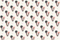 Seamless pattern. Double mushrooms and dots on a cream background. Scandinavian style.