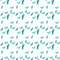 Seamless pattern with dragon flies and butterflies on a white background