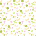 Seamless pattern with dragonflies, butterflies and bees