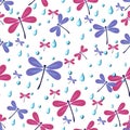 Seamless pattern dragonflies Royalty Free Stock Photo