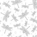 Seamless pattern of dragonfly. Template for printing on fabric. Design for wrapping paper