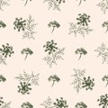 Seamless pattern with drawing dill or fennel