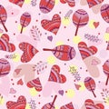 Seamless pattern of drawing doodle hearts Royalty Free Stock Photo