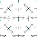 Seamless pattern with drawing dragonfly