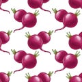 seamless pattern with radishes at white background