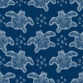 Seamless pattern with drawing zentangle turtle Royalty Free Stock Photo