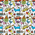 Seamless pattern, drawn in a childlike style. Royalty Free Stock Photo