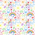 Seamless pattern, drawn in a childlike style Royalty Free Stock Photo