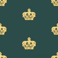 Seamless pattern of drawn silhouettes vintage royal crown