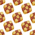 Seamless pattern drawn watercolor dessert shortbread cookies