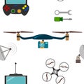 Seamless pattern with drone icons