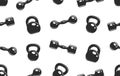 Seamless pattern with Dumbbells and kettlebells