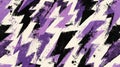 Seamless pattern of dynamic black and purple lightning bolts on distressed off-white textured background Royalty Free Stock Photo