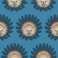 Seamless pattern with eagle head and feathers.