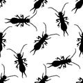 Seamless pattern with Earwig .Forficula auricularia. hand-drawn Earwig . Vector