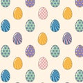 Seamless pattern. Easter background with colorful groovy eggs