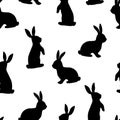 Seamless pattern easter bunny silhouettes vector illustration Royalty Free Stock Photo