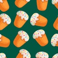 Seamless pattern with easter cake