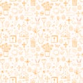 Seamless pattern with easter doodle sketches