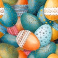 Seamless pattern with easter egg. Hand drawn watercolor illustration on a white background. Design Easter products Royalty Free Stock Photo