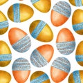 Seamless pattern with easter egg. Hand drawn watercolor illustration on a white background. Design Easter products Royalty Free Stock Photo