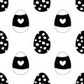 Seamless pattern easter eggs black and white, silhouette. Vector illustration. For your design, wrapping paper, fabric.