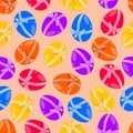 A seamless pattern, Easter eggs with a bow.