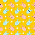 Seamless pattern. Easter eggs cartoons illustrarion. Kawaii.