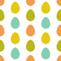 Seamless pattern. Easter eggs with different geometric ornaments on a white background. Royalty Free Stock Photo