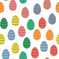Seamless pattern of Easter eggs of different pastel colors with colorful patterns