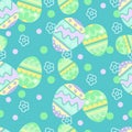 Seamless Pattern with Easter eggs green, yellow, lavender colors. Perfect for Wrapping paper design, greeting card