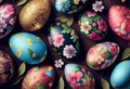 Seamless pattern with easter eggs Watercolor illustration AI generated