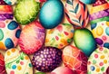 Seamless pattern with easter eggs Watercolor illustration AI generated