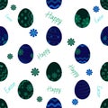 Seamless pattern of easter eggs with patterns on a on transparent background, happy easter Royalty Free Stock Photo